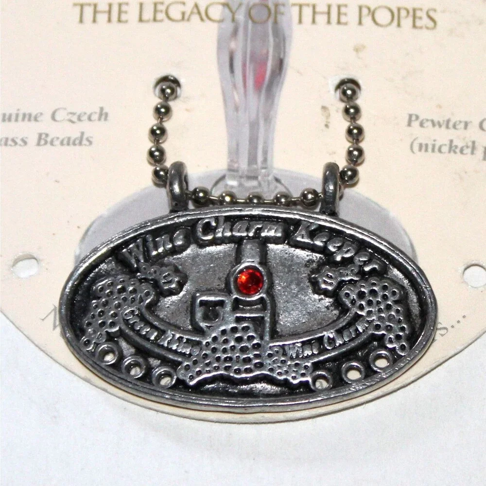 Saint Peter and the Vatican Legacy Of Popes Pewter Wine Charm Green Rhino red